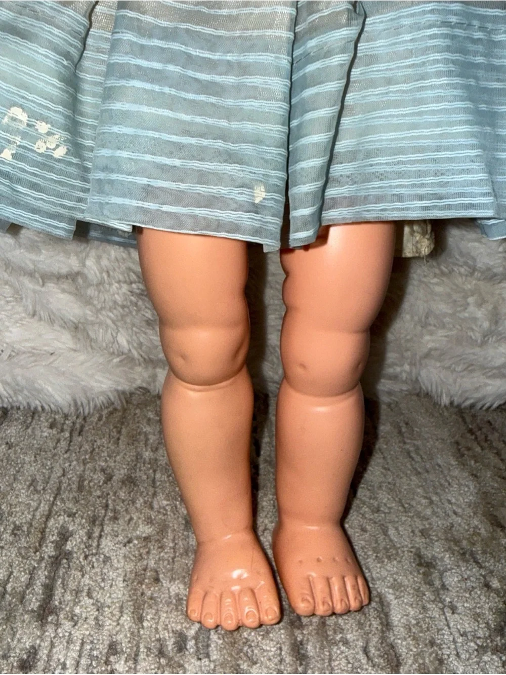 Horseman antique doll in blue dress